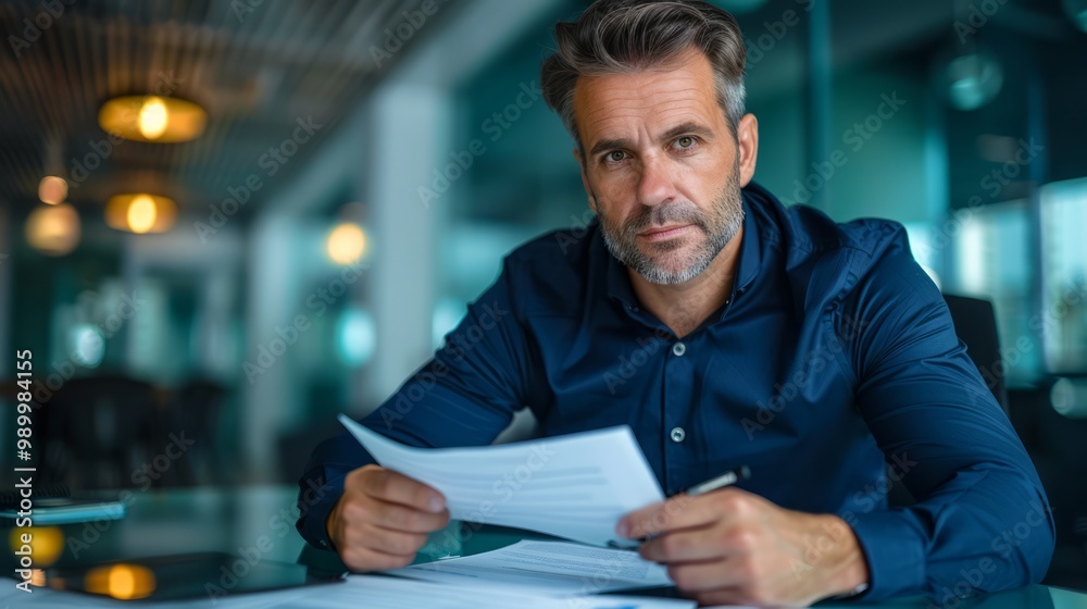 Fototapeta premium Confident Businessman in Formal Attire at Studio Setting