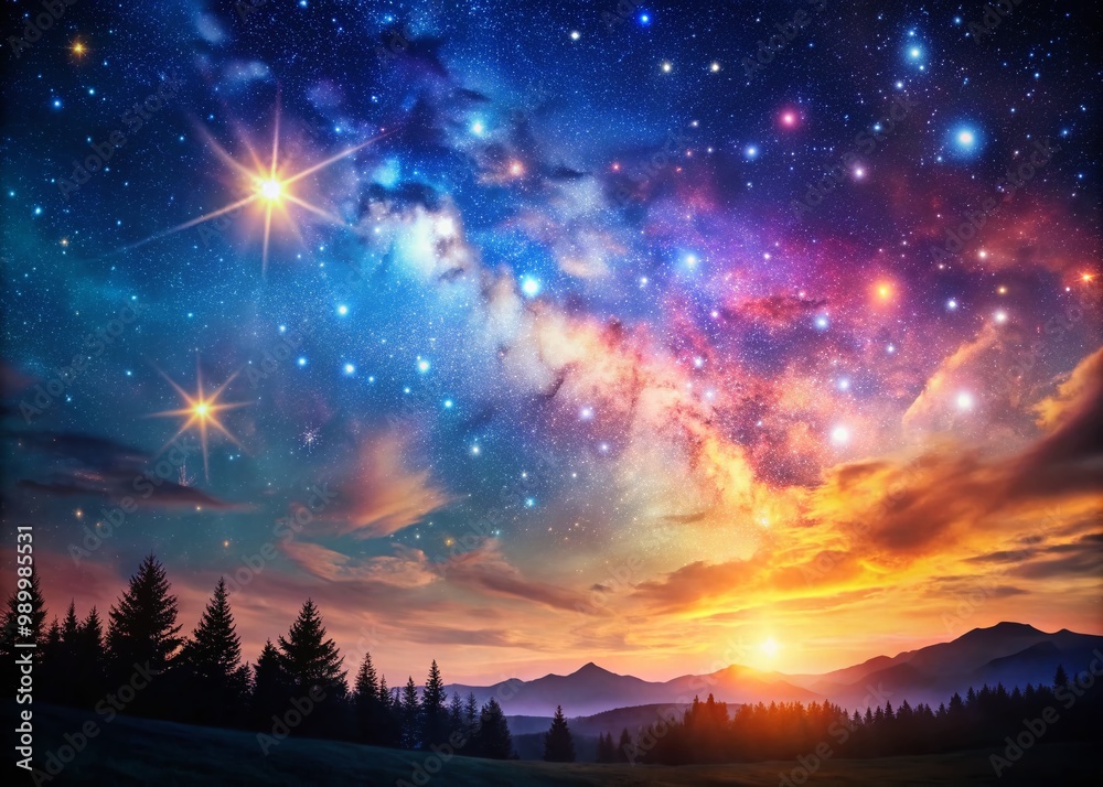 Fototapeta premium Stunning Night Sky Overlay Featuring Starry Background and Celestial Elements for Creative Projects