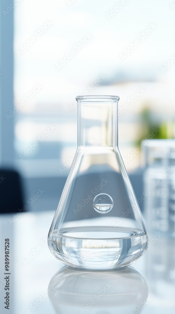 Glass Beaker Containing Clear Liquid with Floating Indicator Marking Elevated Lead Levels, Ideal for Scientific Testing or Environmental Awareness Campaigns, Set Against a Clean White Background Glass Beaker Containing Clear Liquid with Floating Indicator Marking Elevated Lead Levels, Ideal for Scientific Testing or Environmental Awareness Campaigns, Set Against a Clean White Background
