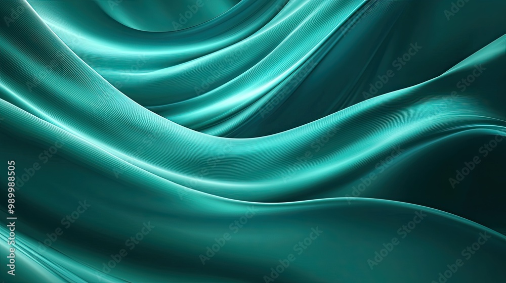 3D teal wave with smooth curves, creating an abstract background with dynamic motion and depth. 3D teal wave with smooth curves, creating an abstract background with dynamic motion and depth.