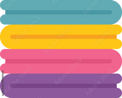 This minimalist image shows a stack of four colorful towels, perfect for showcasing organization or spa related themes