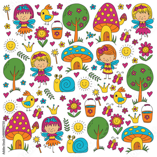 playful in doodle style graphic illustration