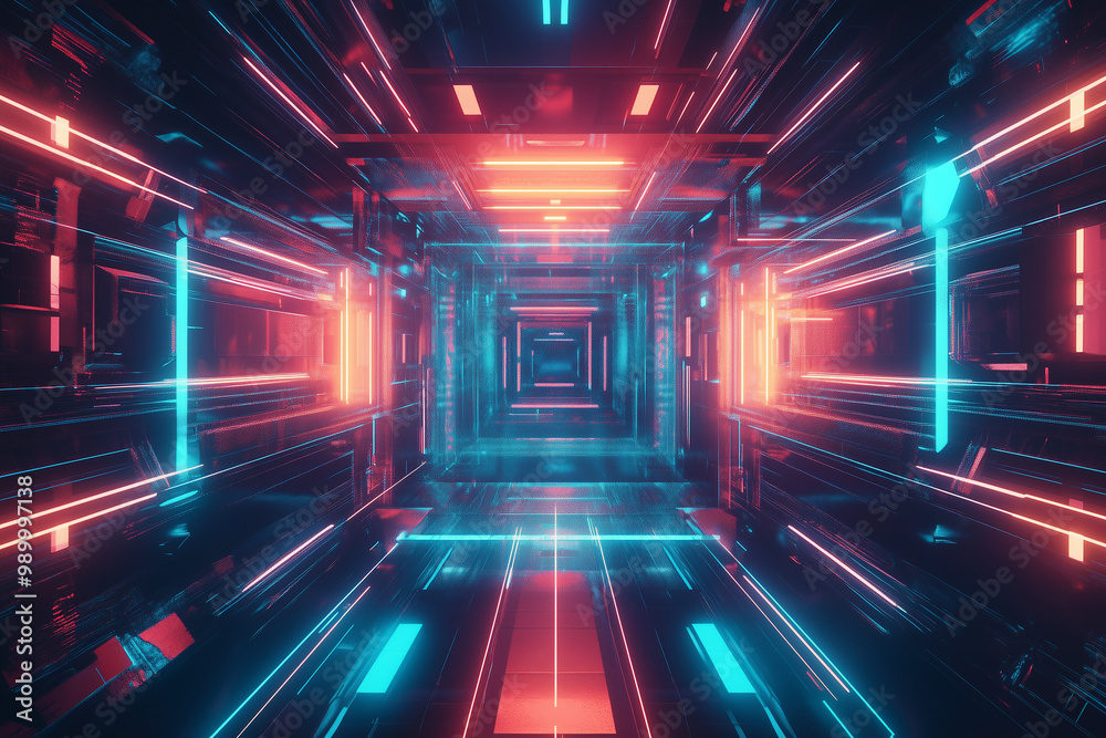 custom made wallpaper toronto digitalGeometric Patterns with Glowing Lines in a Cyberpunk-Inspired Neon Color Scheme