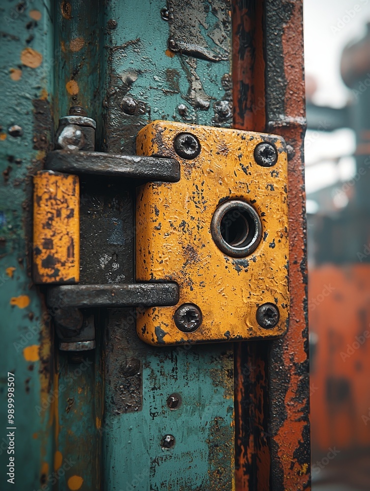 Close-Up of a Locked Container with Industrial Details Close-Up of a Locked Container with Industrial Details