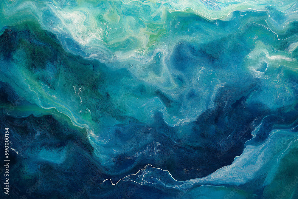Deep Ocean Abstract with Swirling Blues and Greens Mesmerizing Deep Ocean Abstract with Swirling Blues and Greens Mesmerizing