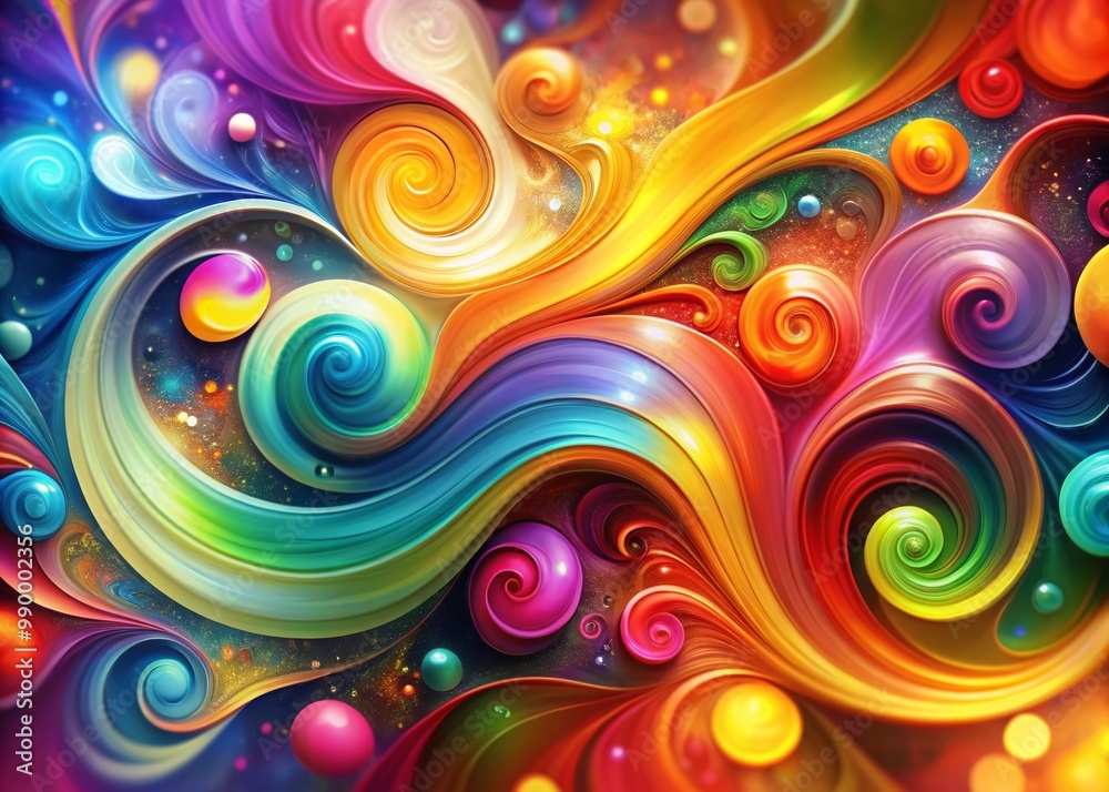 Fototapeta premium Vibrant Abstract Design with Colorful Swirls and Shapes for Creative Backgrounds or Covers