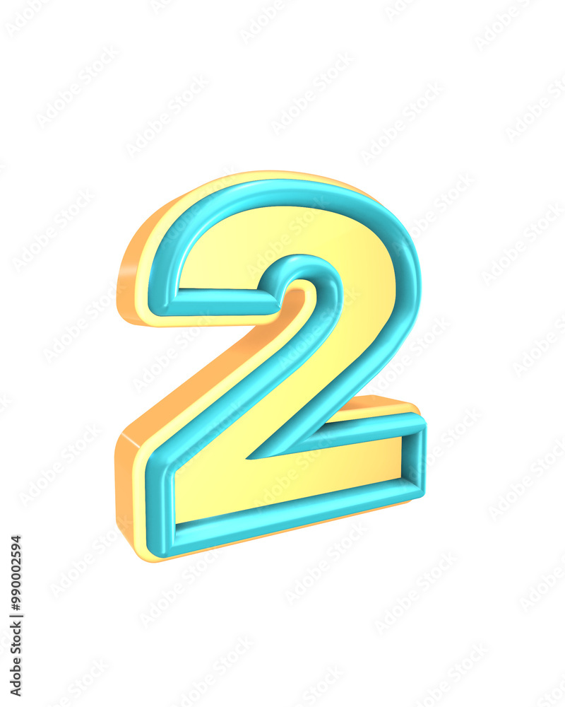 3D Number symbol Green and yellow 3D Number symbol Green and yellow