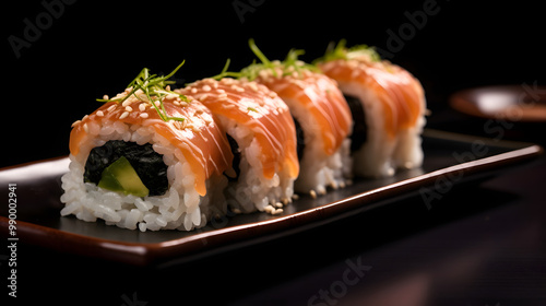 Salmon sushi with rice