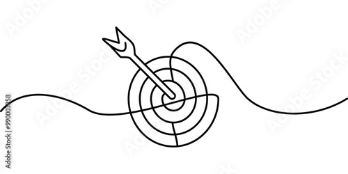 continuous one line drawing of target icon. abstract line art illustration of archery target symbol.