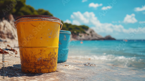 Yellow Bucket on the Beach