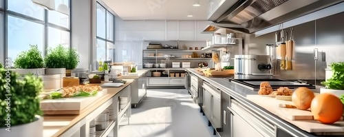 Modern Kitchen Interior Design with Stainless Steel Appliances.