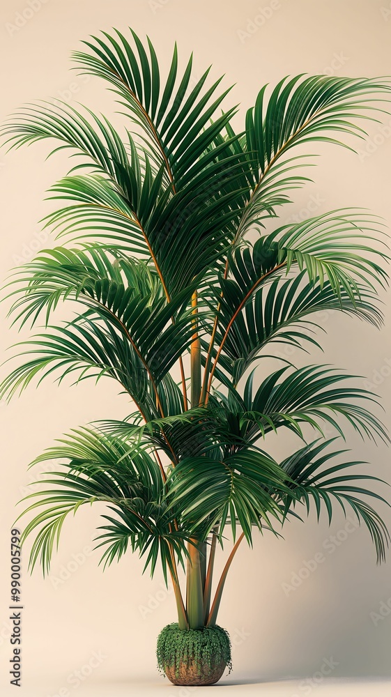 Green Palm Tree Isolated on Studio Background Green Palm Tree Isolated on Studio Background