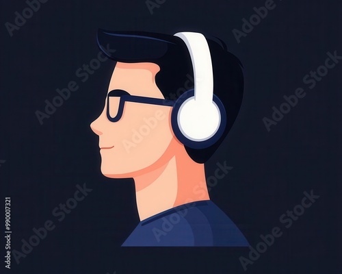 Catchy rhythm stuck in head, endless earworm loop, flat design illustration photo