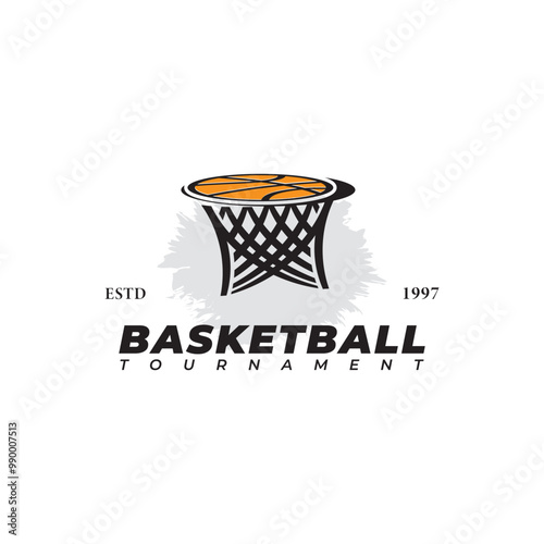 Basketball club logo, emblem, designs with ball. Sport badge vector illustration