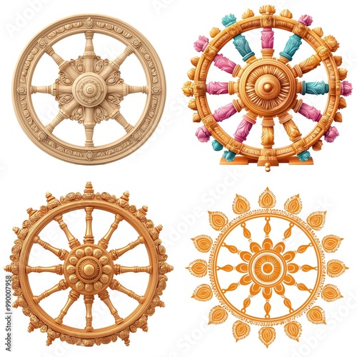 Minimalist Chariot Wheel Aesthetic Reflecting Indian Festival Spirit for Vibrant Seasonal Celebrations