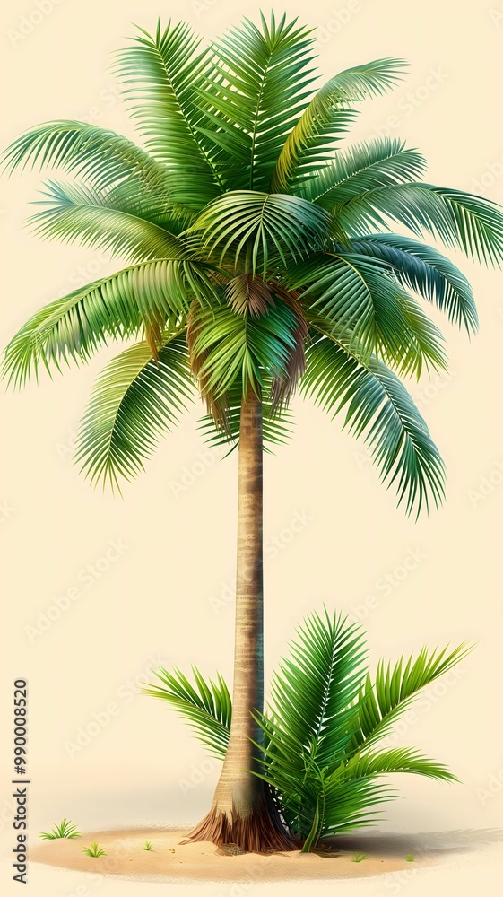 Obraz premium Green Palm Tree Isolated on Studio Background