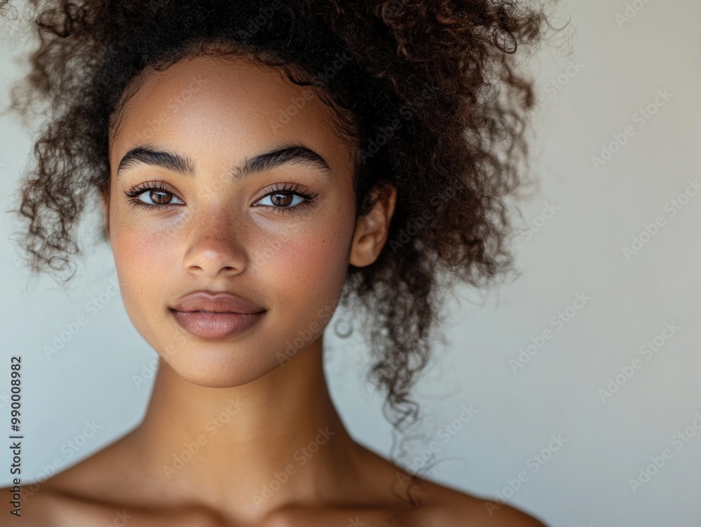 Natural beauty with curly hair and radiant skin Natural beauty with curly hair and radiant skin