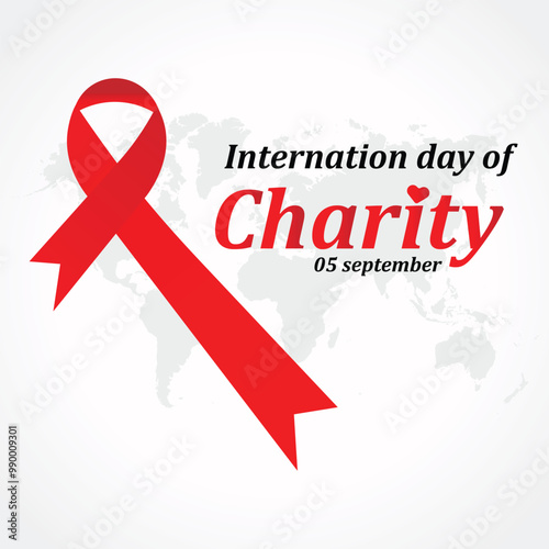 international day of charity .red ribbon .world map .Art & Illustration.