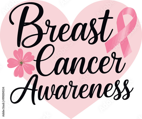 breast cancer awareness typography with background vector