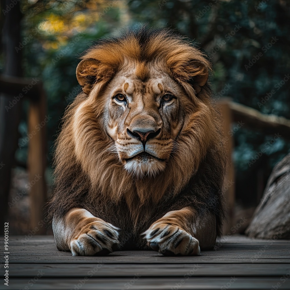 Obraz premium lion isolated on wooden background