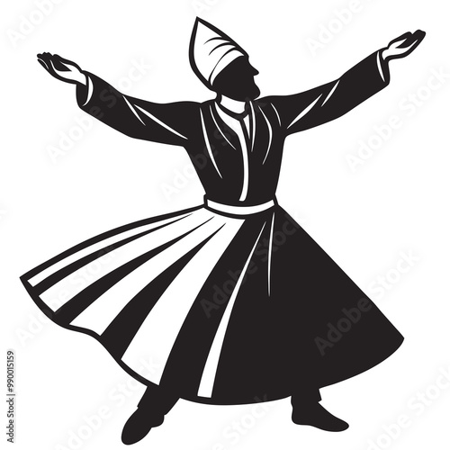 Sufi dance silhouette vector illustration