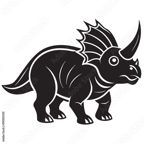 Triceratops dinosaur silhouette vector illustration