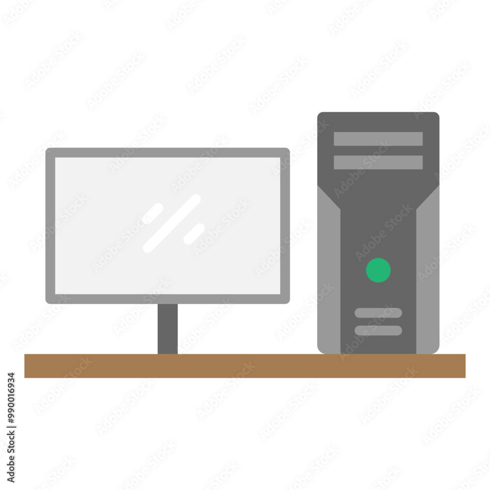 Illustration of Personal Computer Flat Icon Illustration of Personal Computer Flat Icon