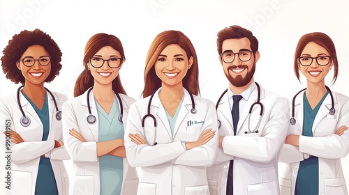 medical team banner with smiling doctors and nurses, showcasing the professionalism, dedication, and teamwork of healthcare professionals working together to provide trusted medical care