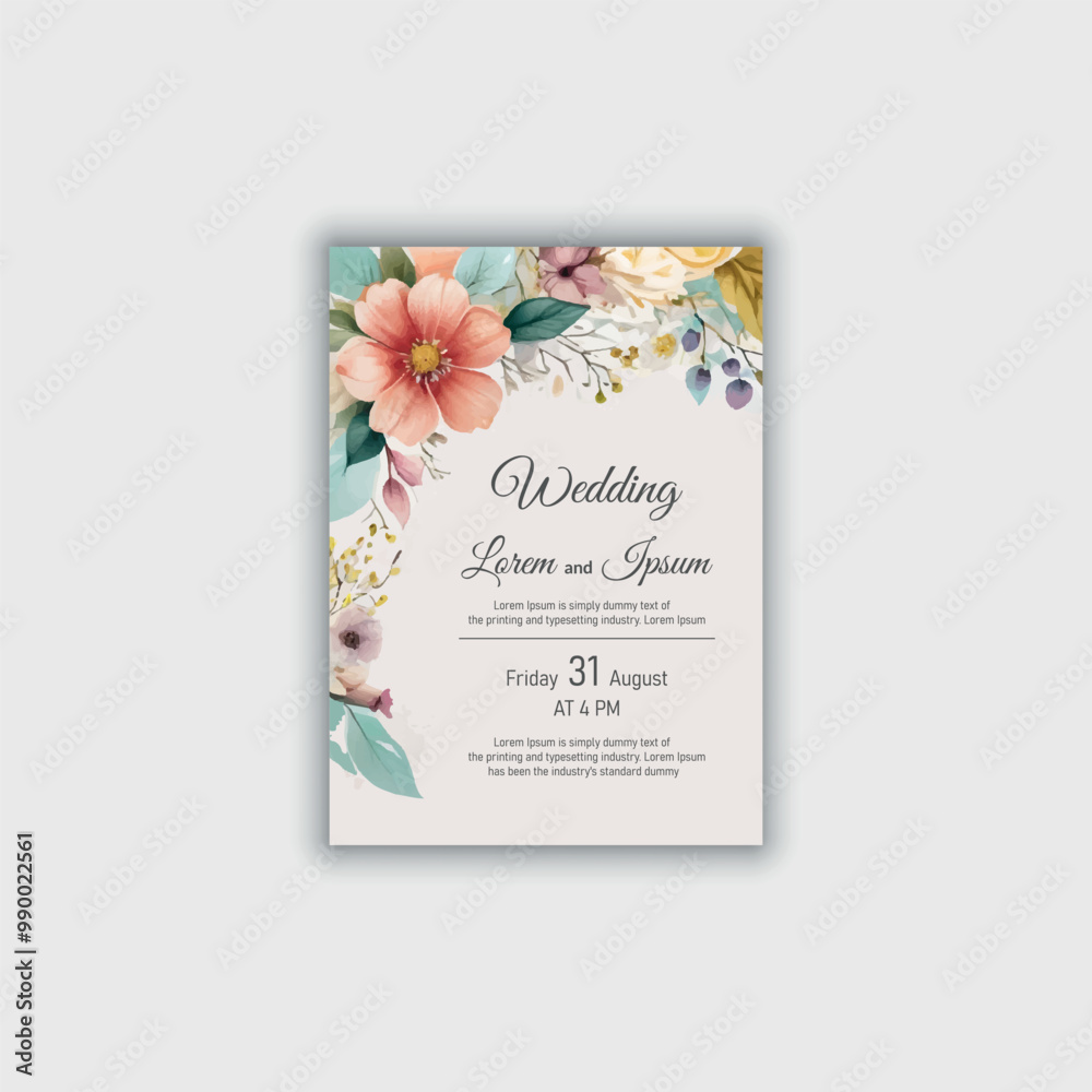 Obraz premium Vector hand drawn floral wedding invitation card