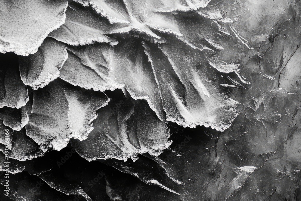Abstract Black and White Ice Formation Texture Abstract Black and White Ice Formation Texture