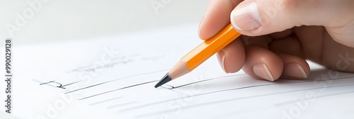 A close-up of a hand holding a pencil and writing on a sheet of paper. This image symbolizes focus, creativity, learning, and the power of words.