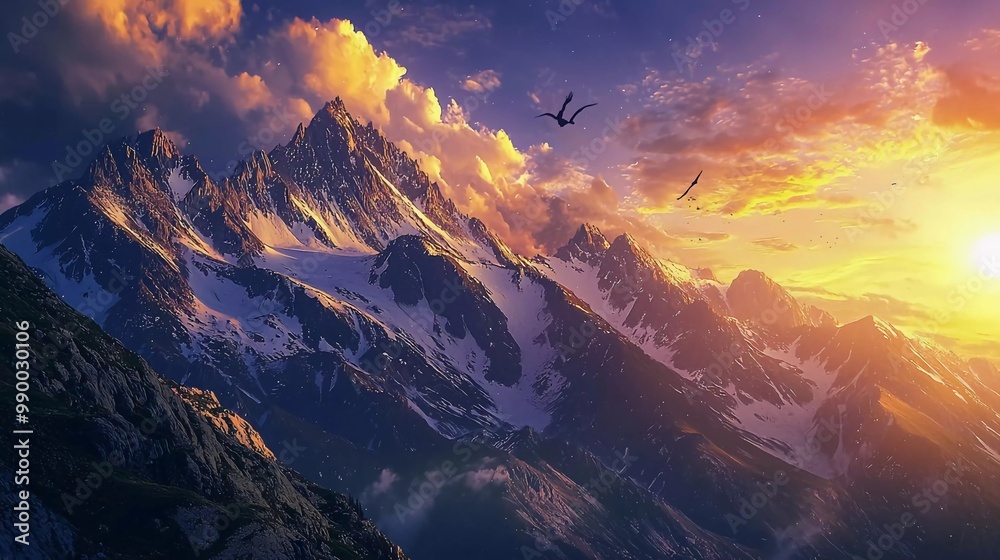 Mountain landscape at beautiful sunset Mountain landscape at beautiful sunset