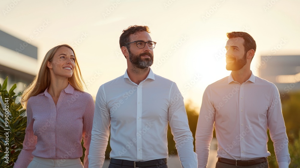 Business Professionals Embracing ESG Principles in a Sustainable Environment with Sunlight in the Background