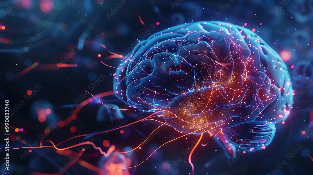 A conceptual image of a human brain with glowing neural pathways, representing the complex network of thoughts and ideas connecting within. 8k UHD, suitable for high-quality printing or digital A conceptual image of a human brain with glowing neural pathways, representing the complex network of thoughts and ideas connecting within. 8k UHD, suitable for high-quality printing or digital