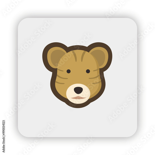 lioness icon on button, lioness flat icon vector, lioness flat illustration, lioness head, lioness cartoon png photo