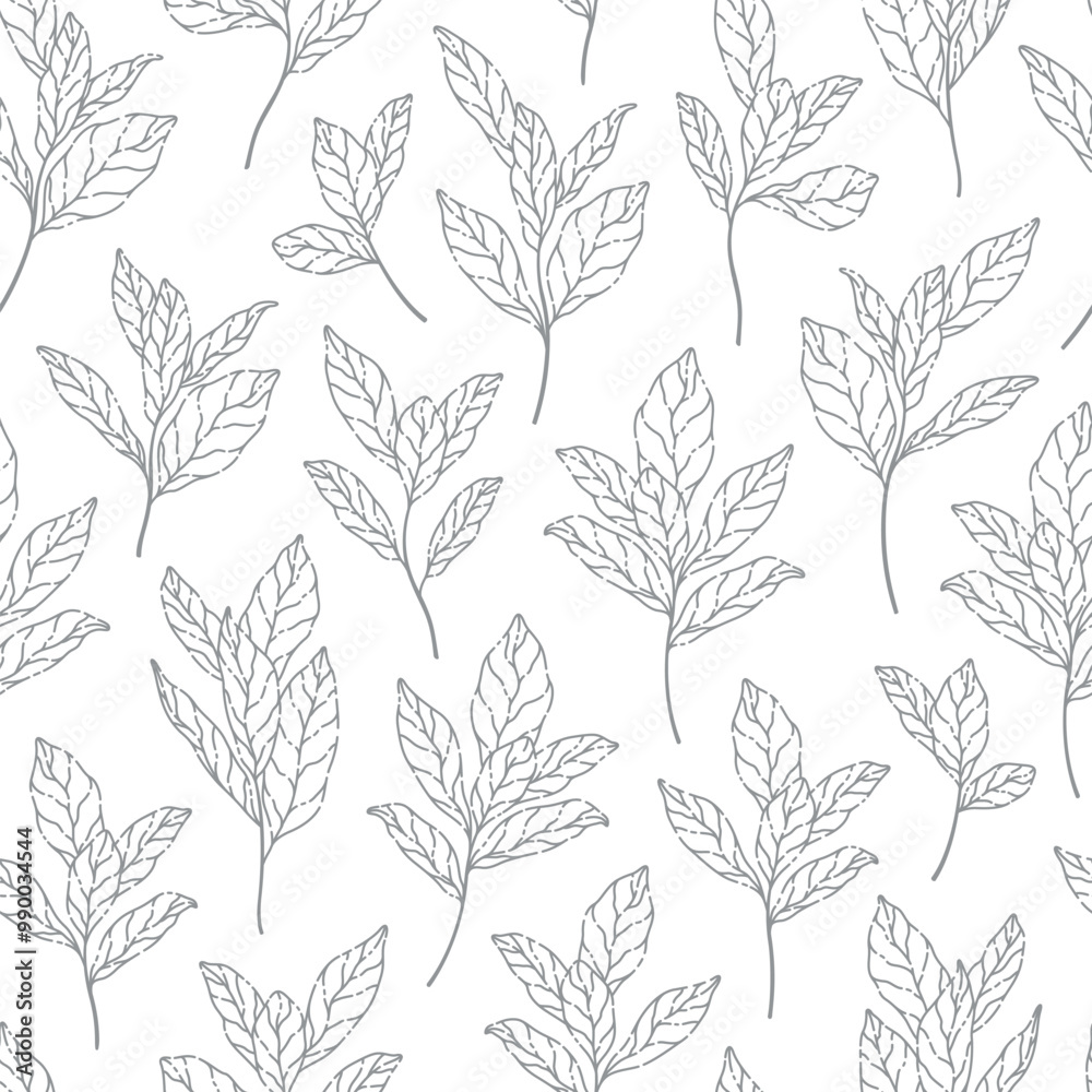 Series of leaves pattern motif in simple scandinavian outline line for textile fabric wallpaper paper wrap print Series of leaves pattern motif in simple scandinavian outline line for textile fabric wallpaper paper wrap print