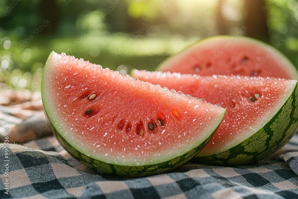 Watermelon Slices on a Picnic Blanket Watermelon Slices on a Picnic Blanket