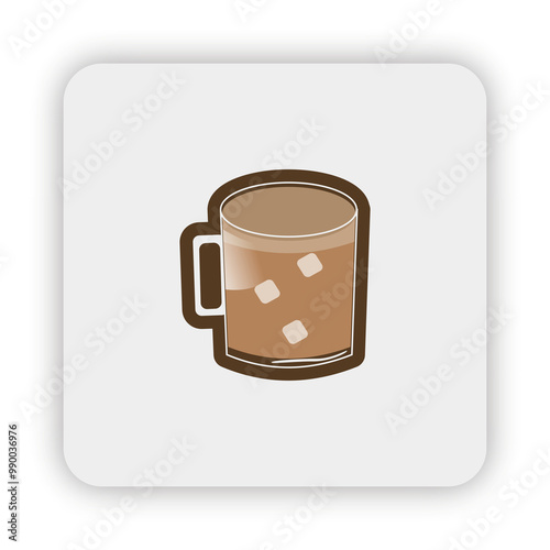 milk tea creamy iced, milk tea flat icon, ,ilk tea icon on button photo