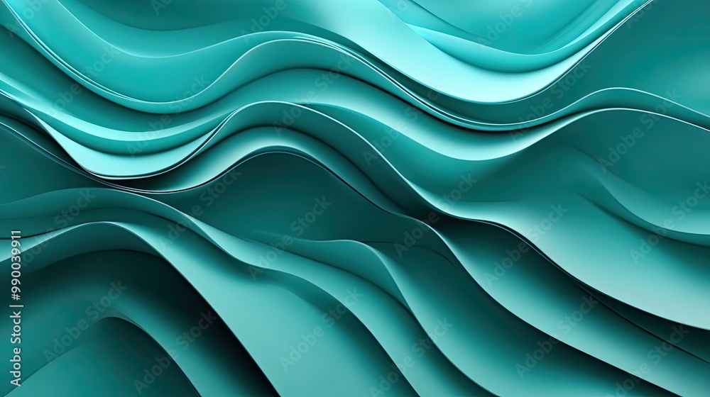 Abstract 3D teal wave background with smooth, flowing motion, ideal for modern graphic design. --ar 16:9 Abstract 3D teal wave background with smooth, flowing motion, ideal for modern graphic design. --ar 16:9