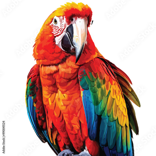 Colorful parrot face drawing vibrant  Watercolor illustration. isolated on white with clipping path