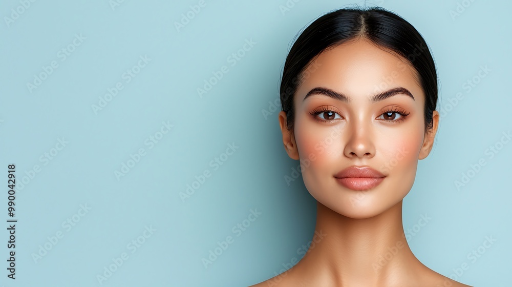 Thai woman with smooth, youthful skin, subtle makeup, dark seamless background, soft focus, influenced by Japanese beauty photography, ideal for skincare ad, Isolate dark background. Thai woman with smooth, youthful skin, subtle makeup, dark seamless background, soft focus, influenced by Japanese beauty photography, ideal for skincare ad, Isolate dark background.