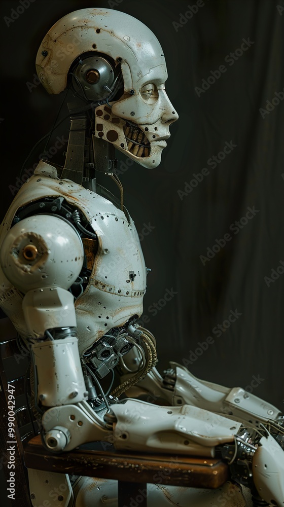 Fototapeta premium Futuristic Robot Design: A Close Up of a Humanoid Android