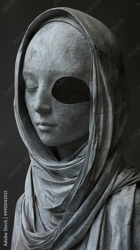 Stone Sculpture of a Veiled Woman: A Modernist Masterpiece Stone Sculpture of a Veiled Woman: A Modernist Masterpiece