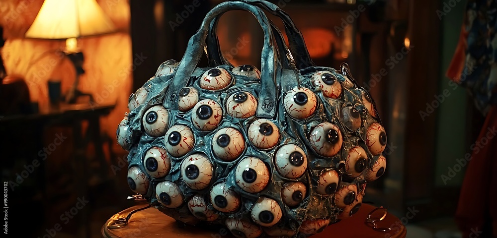 Fototapeta premium Spooky Halloween-themed purse filled with eyeballs, adding a playful and eerie element.