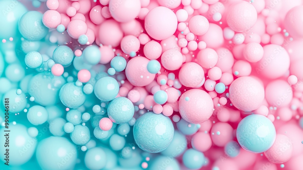 Abstract 3D Render of Colorful Spheres in Pastel Pink and Blue Tones, Soft and Smooth Texture, Modern Digital Art Abstract 3D Render of Colorful Spheres in Pastel Pink and Blue Tones, Soft and Smooth Texture, Modern Digital Art