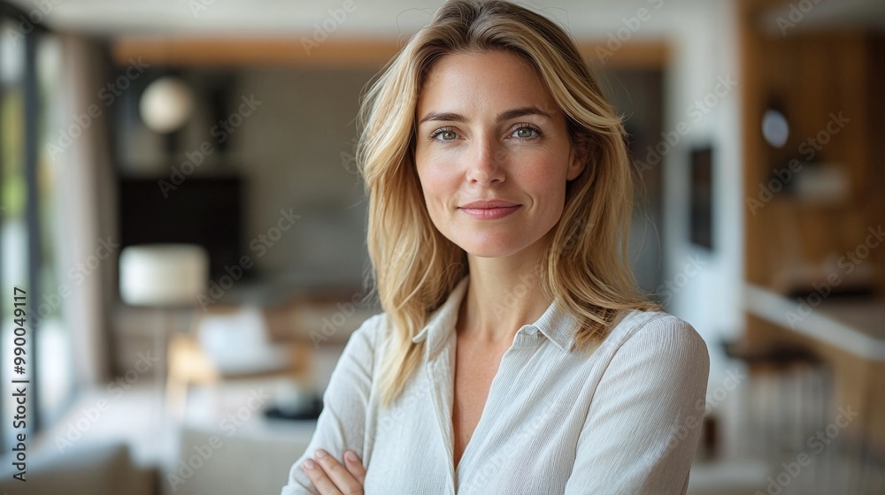 confident european woman real estate agent in a modern home, professional realtor with expertise in property sales, ready to assist home buyers with approachable and successful service confident european woman real estate agent in a modern home, professional realtor with expertise in property sales, ready to assist home buyers with approachable and successful service