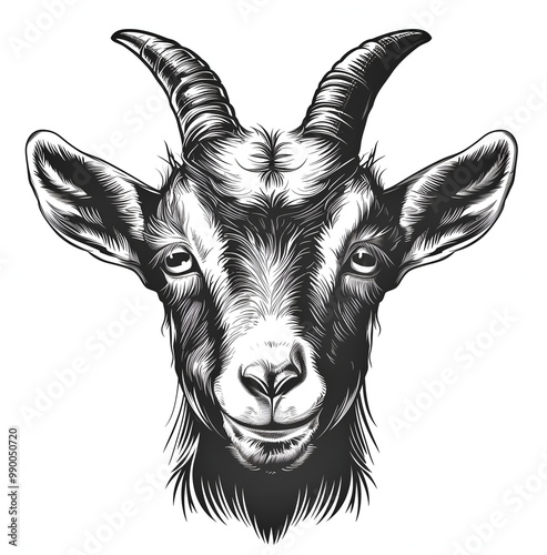 goat head silhouette on white background	
