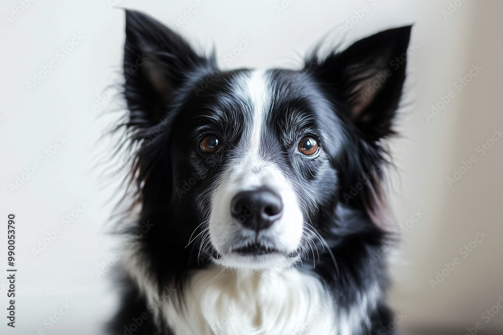 Playful Border Collie Portrait
A close-up portrait of a black-and-white border collie with perky ears Playful Border Collie Portrait
A close-up portrait of a black-and-white border collie with perky ears