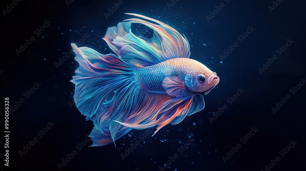 Abstract illustration of an elegant fish on a dark background Abstract illustration of an elegant fish on a dark background