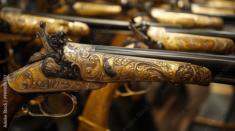 Fototapeta premium Ceremonial arms production, where highly decorative and symbolic weapons are made for use in military parades and formal ceremonies.